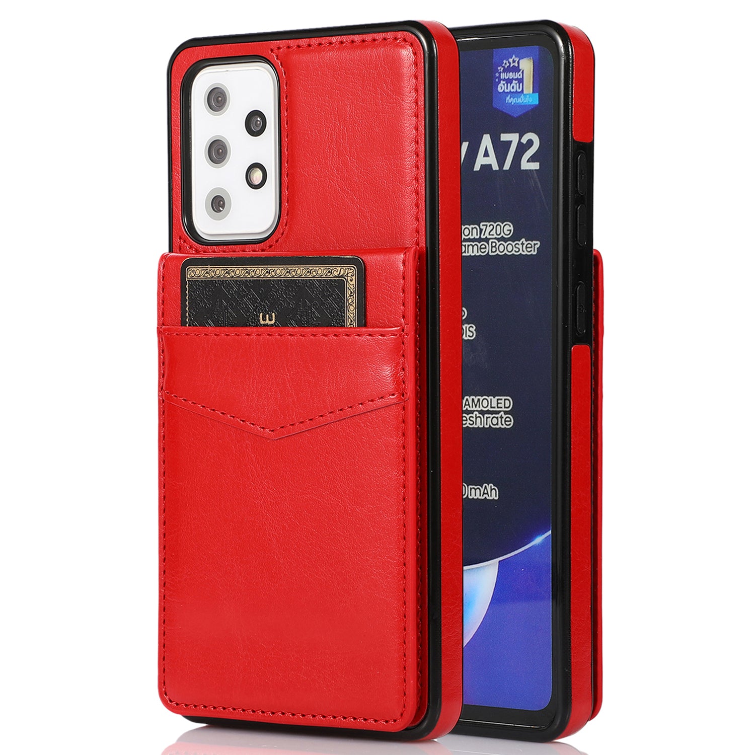 Phone Case For Samsung Galaxy A72 4G / 5G Anti-Dust Card Holder PU Leather TPU Phone Cover Shell with Kickstand Phone Case For Samsung Galaxy A72 4G / 5G Anti-Dust Card Holder PU Leather TPU Phone Cover Shell with Kickstand